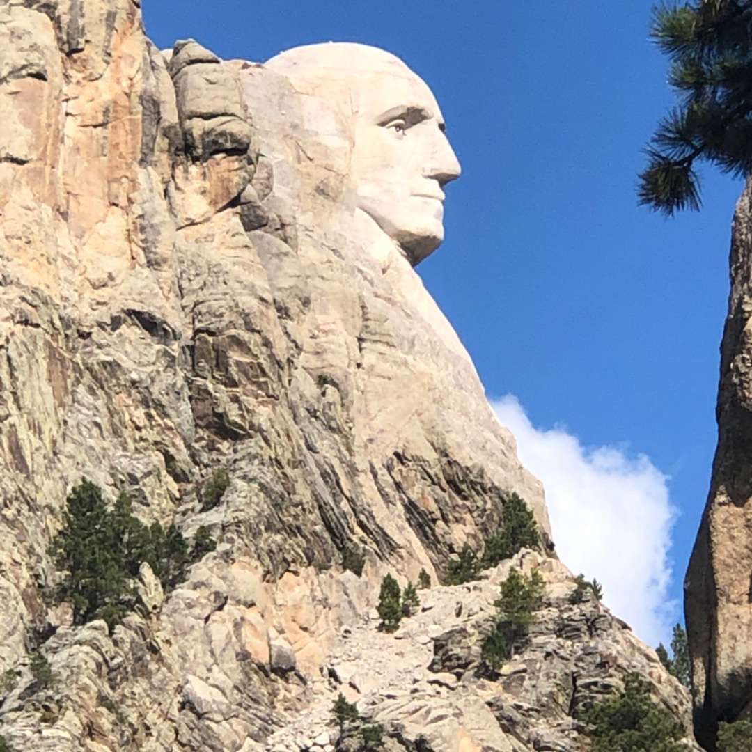 Silouette of George Washington in rock